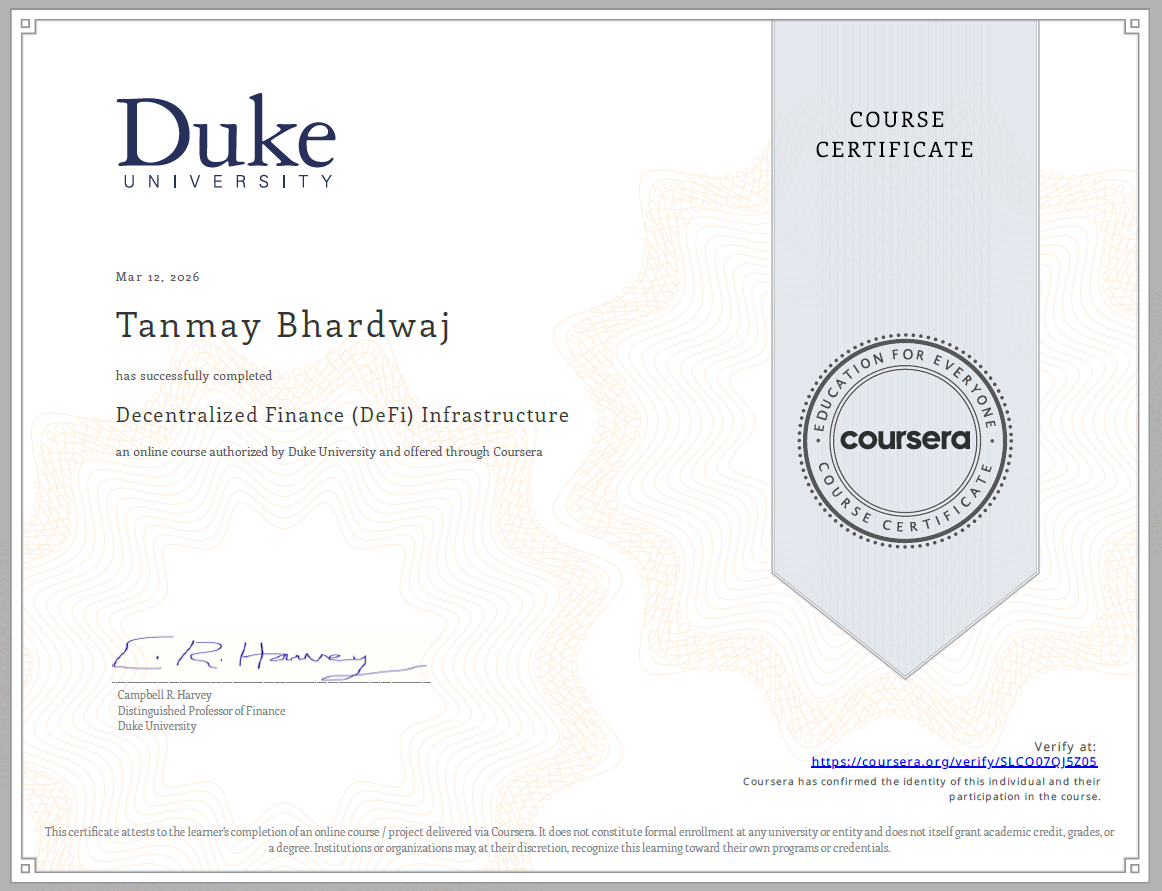 Duke certificate